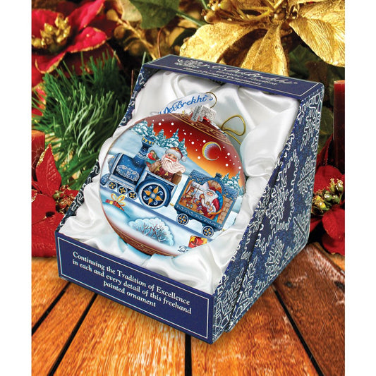 Express Train Ball Red Glass Ornament Limited Edition by G. DeBrekht - Christmas Santa Snowman Decor - 73873R-1