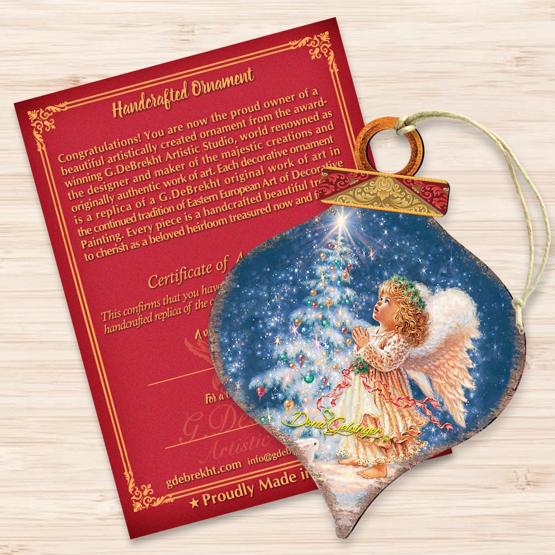 Light of Christmas Angel Wooden Ornaments by Gelsinger - Nativity Holiday Decor - 8031152-0703-3