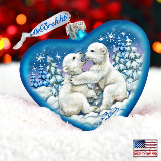 Polar Cubs Glass Ornament by G. DeBrekht - Wildlife Holiday Decor - 753-010-1