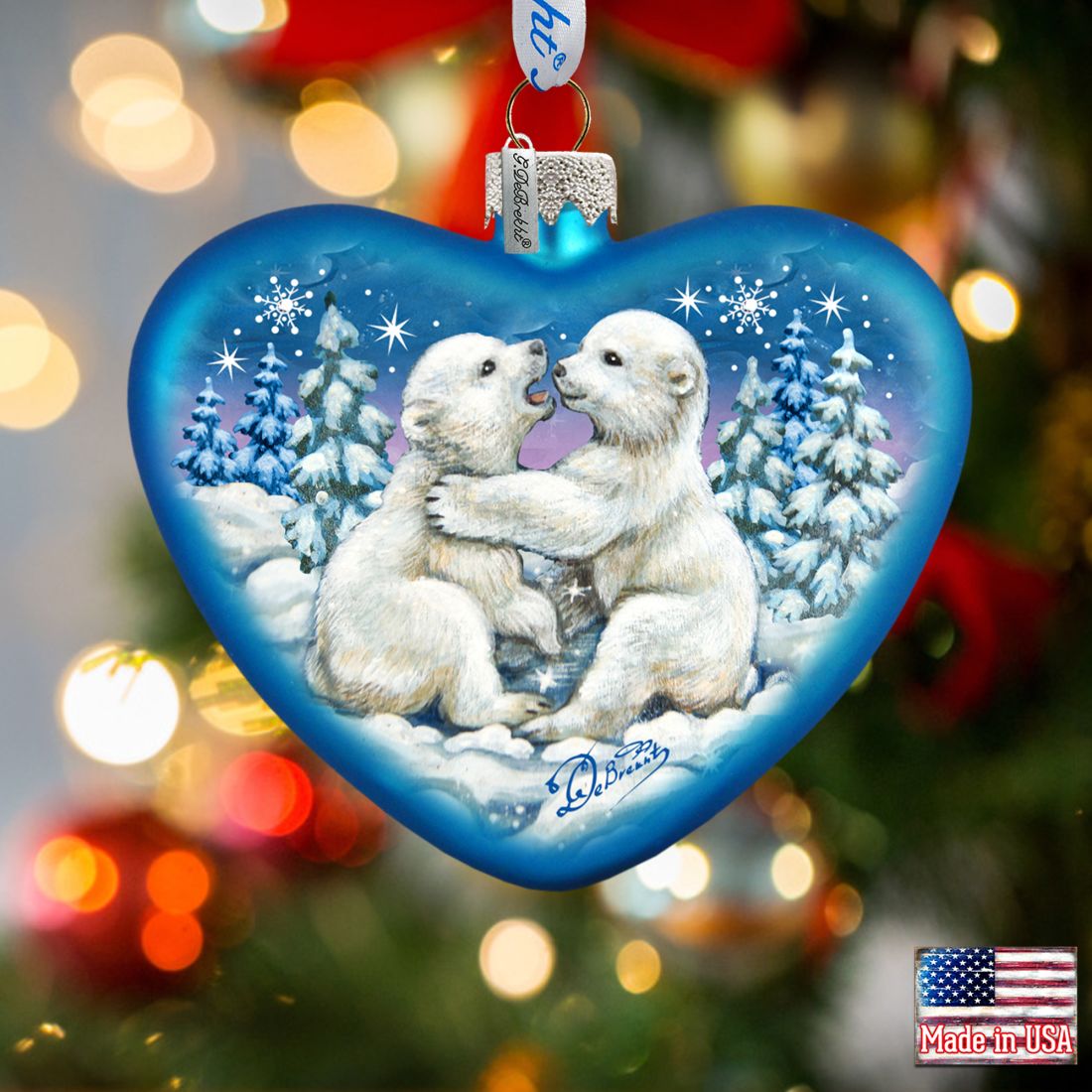 Polar Cubs Glass Ornament by G. DeBrekht - Wildlife Holiday Decor - 753-010-0