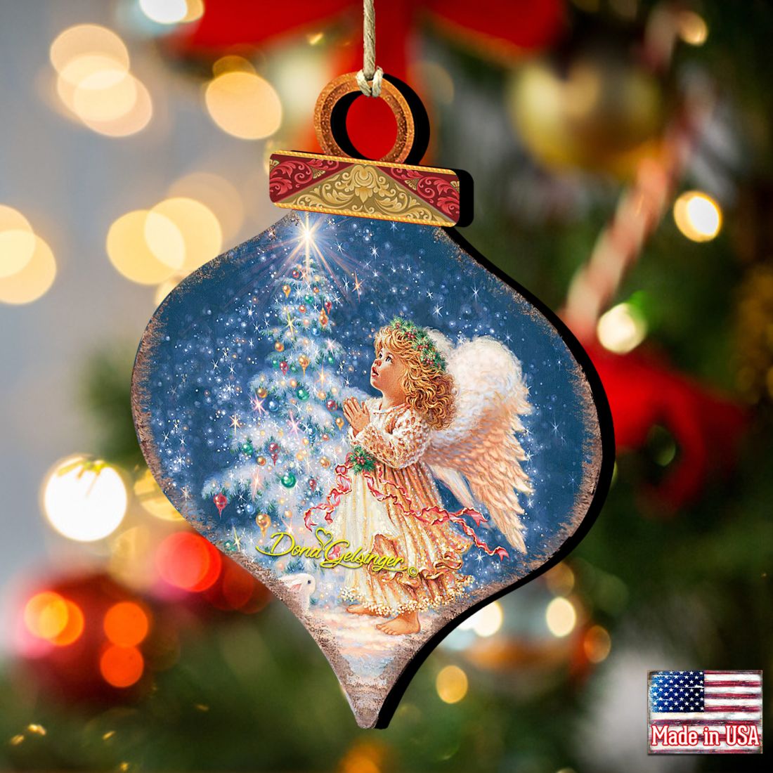 Light of Christmas Angel Wooden Ornaments by Gelsinger - Nativity Holiday Decor - 8031152-0703-2