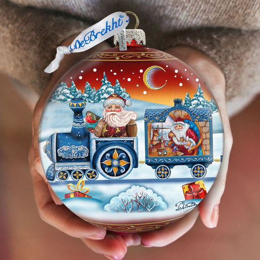 Express Train Ball Red Glass Ornament Limited Edition by G. DeBrekht - Christmas Santa Snowman Decor - 73873R-0