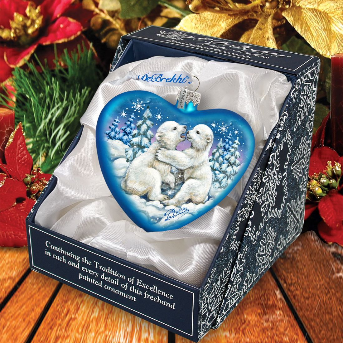 Polar Cubs Glass Ornament by G. DeBrekht - Wildlife Holiday Decor - 753-010-3