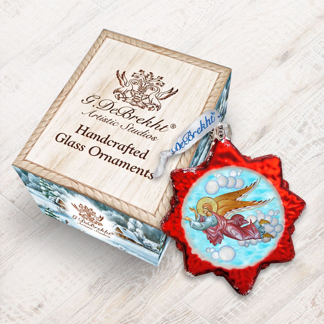 Flying Angel Mercury Glass Ornament by G. DeBrekht - Nativity Holiday Décor - 772024-2