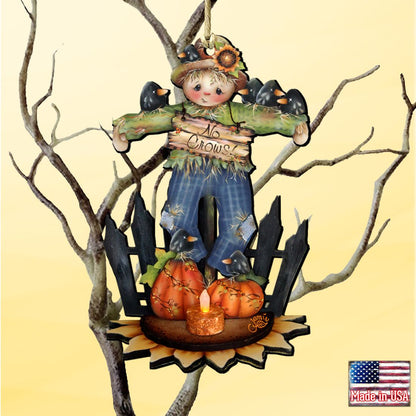 No Crows Scarecrow Wooden Ornaments Halloween by Jamie Mills-Price - Thanksgiving Halloween Decor - 8457404-2