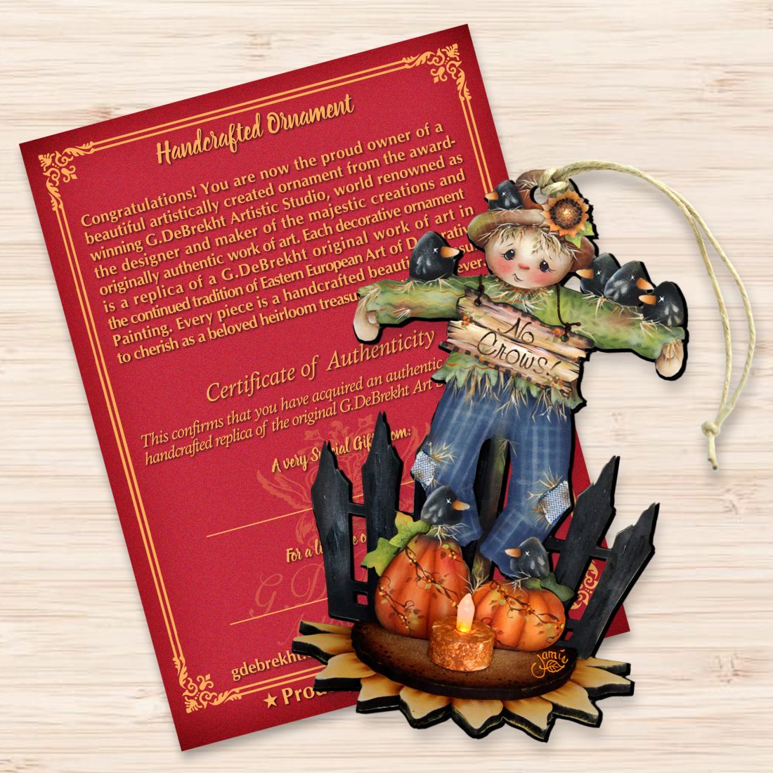 No Crows Scarecrow Wooden Ornaments Halloween by Jamie Mills-Price - Thanksgiving Halloween Decor - 8457404-3