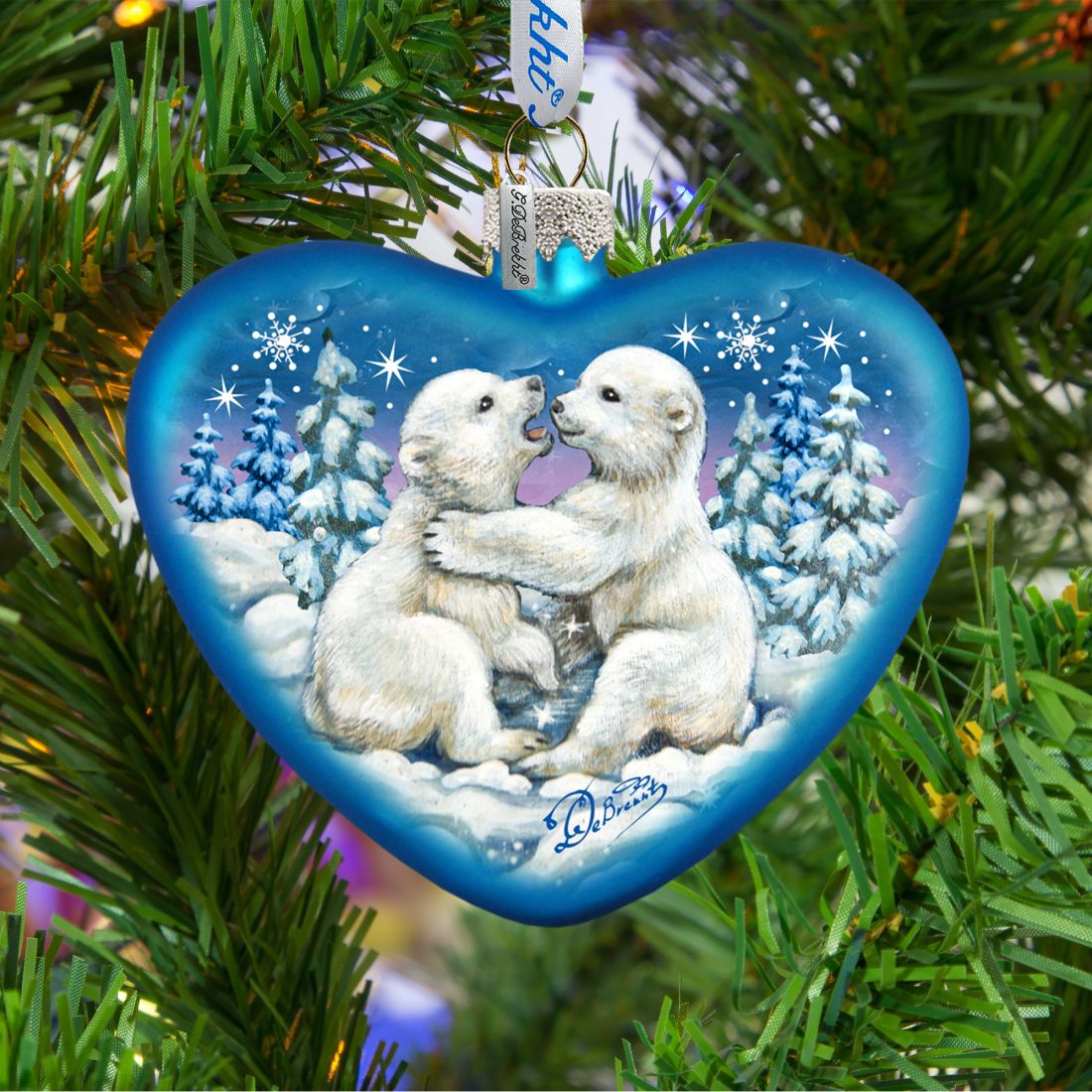 Polar Cubs Glass Ornament by G. DeBrekht - Wildlife Holiday Decor - 753-010-2