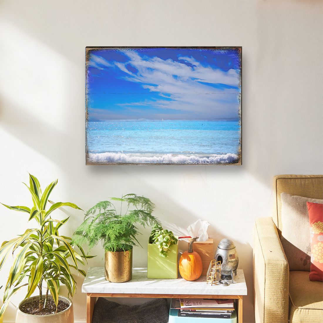 The Beach Wood Wooden Coastal Wall Art by Nature Wonders - Coastal Sea-Life Decor - 95226-3B-2