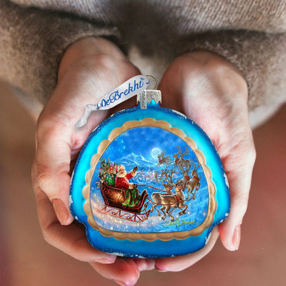 Up-Up and Away Glass Ornament by G. DeBrekht - Christmas Santa Snowman Decor - 756-014-2