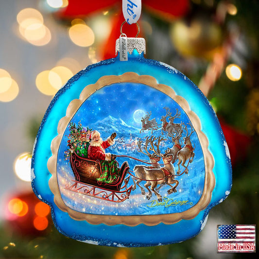 Up-Up and Away Glass Ornament by G. DeBrekht - Christmas Santa Snowman Decor - 756-014-0