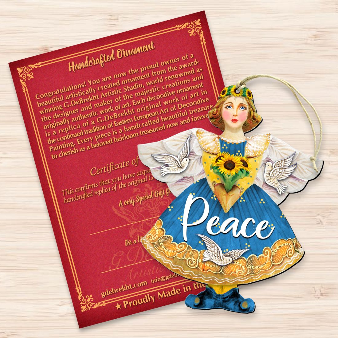 Peace to Ukraine Wooden Ornaments by G. DeBrekht - International Decor - 8157616-3-2