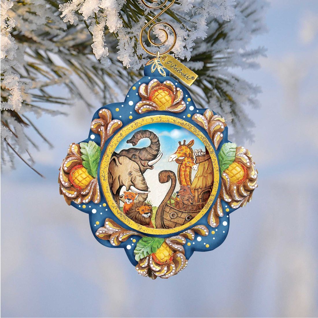 Noah's Ark Sculpted Hand-Painted Christmas Ornament by G. DeBrekht - Nativity Holiday Decor - 6102517-0